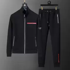 European and American Trendy Brand Pa Men's Long-Sleeve Long-Pants Casual Sports Suit Classic Triangular Logo Pants Red Stripe