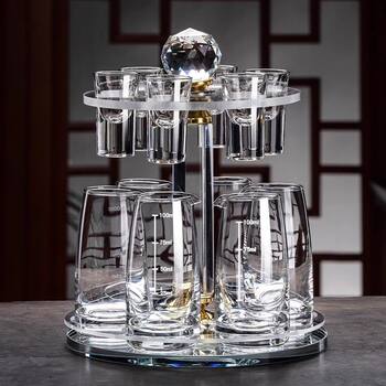 Light Luxury White Wine Glass Wine Dispenser Set Household Crystal Glass Wine Cup One-Cup Wine Set with Scale for Hospitality Wholesale