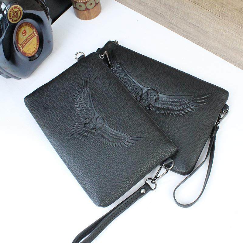 Soft Leather Handbag Men's Clutch Bag Social Boy Clamp Bag Casual Clutch Bag Large Capacity Soft Leather Envelope Bag Men's Bag