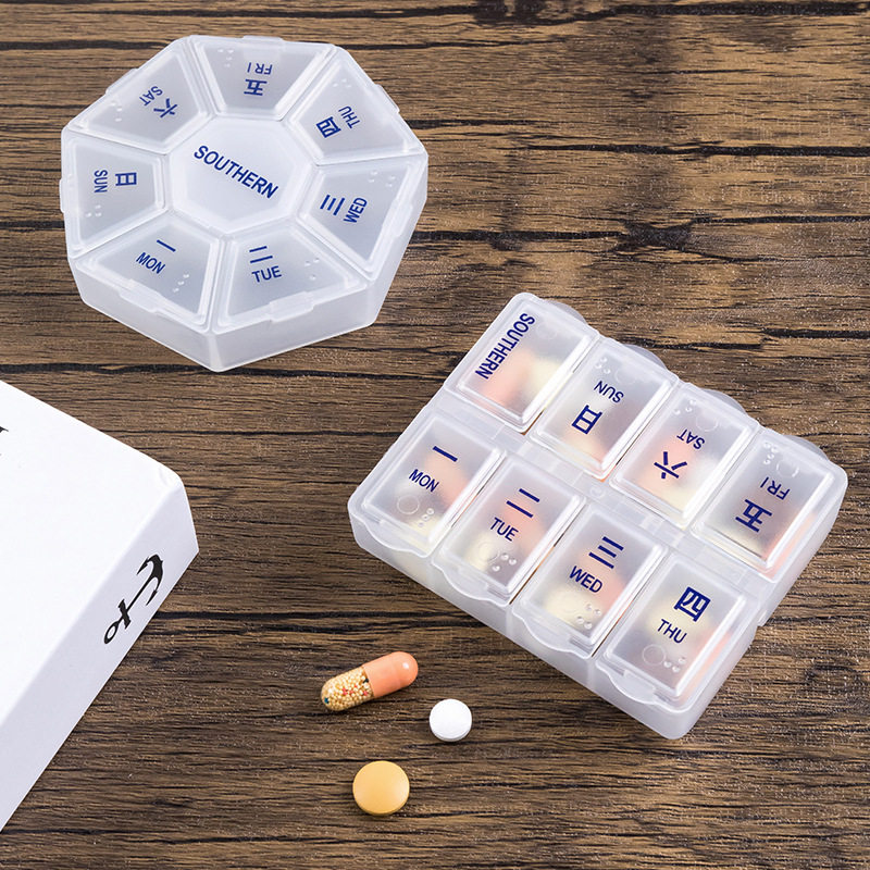 Portable Sub-pack Pill Box 7 Days Pill small size Mini Carry-on Travel One Week Medicine Pill Storage Box