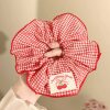 Extra Large Retro Red Plaid Hair Band for Women, Flower Rubber Band, Hair Ball, Hair Rope, Hair Rope, Hair Accessories