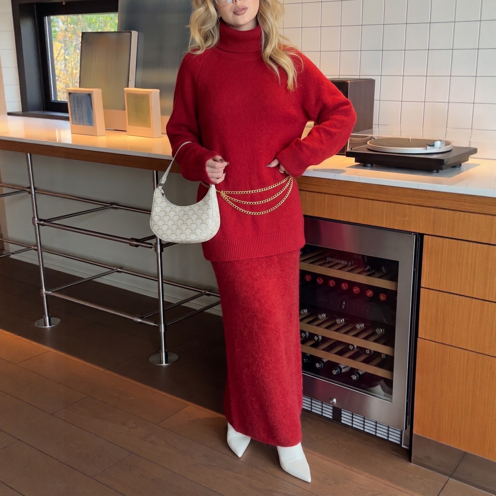 Womens Loose Knit Sweater and Wide Leg Pants Set Wool Blend Autumn Winter Casual Style Wholesale Available