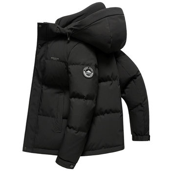 2025 Men's down Jacket for Middle-Aged and Elderly Men, Thickeneded and Warm, Removable Hood, Middle-Aged and Elderly Dad's Winter Jacket for Men