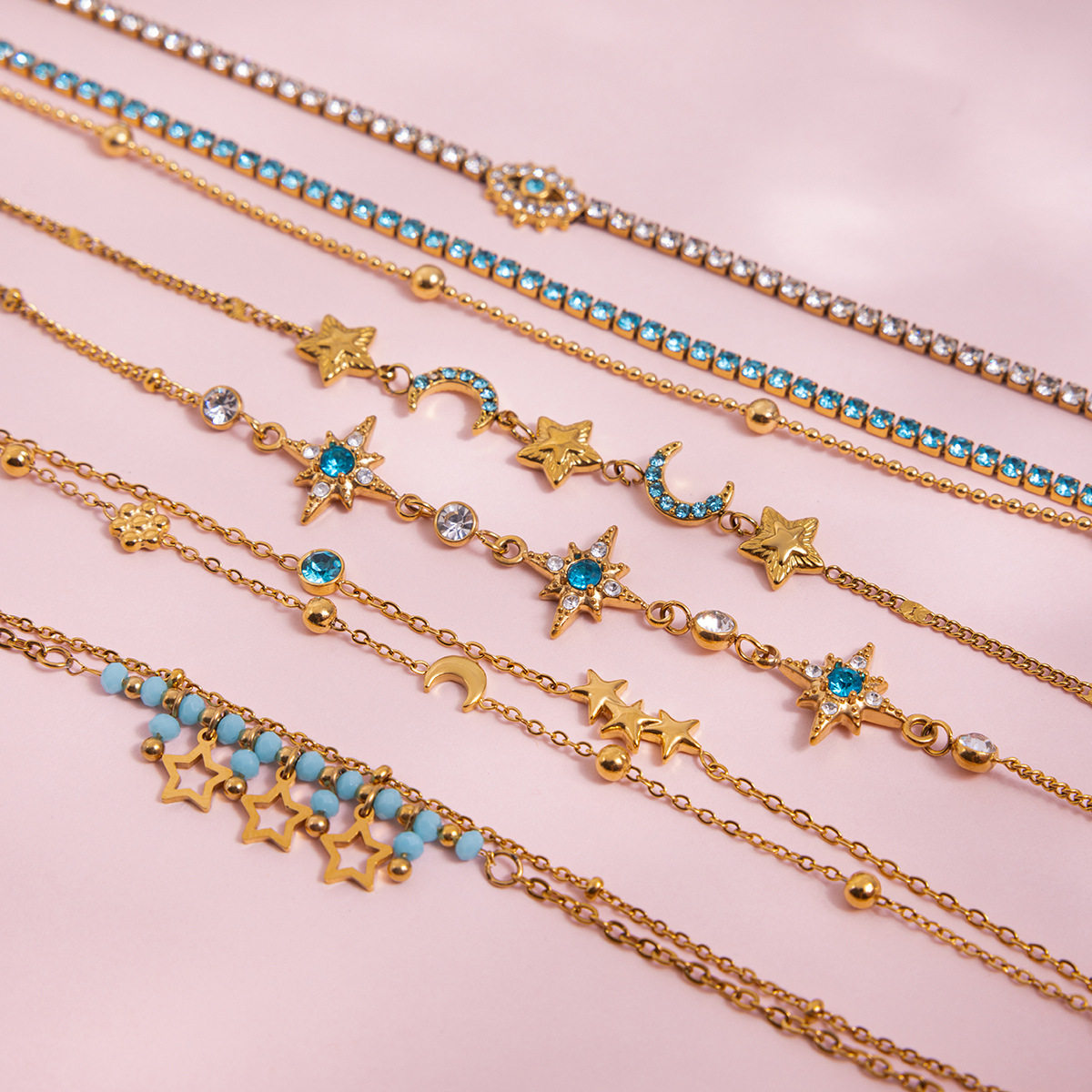 Wanxing Stainless Steel Women's Bracelet with Unique Design, Starburst Style, Ins Light Luxury, Versatile and Fashionable Jewelry