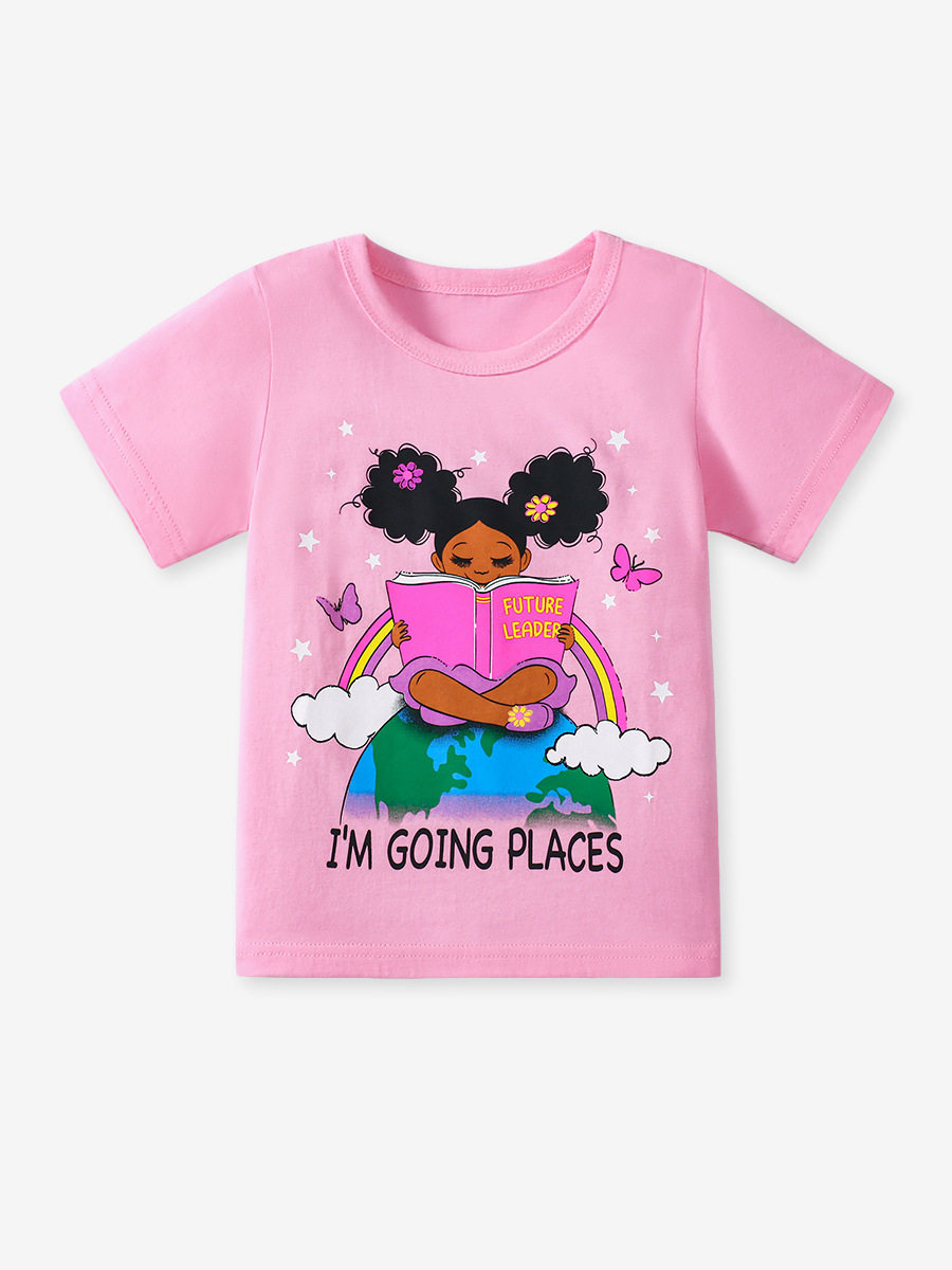 Custom-made Summer Short-sleeve Girls' T-shirt, 2025 New Cotton Girls' T-shirt Set