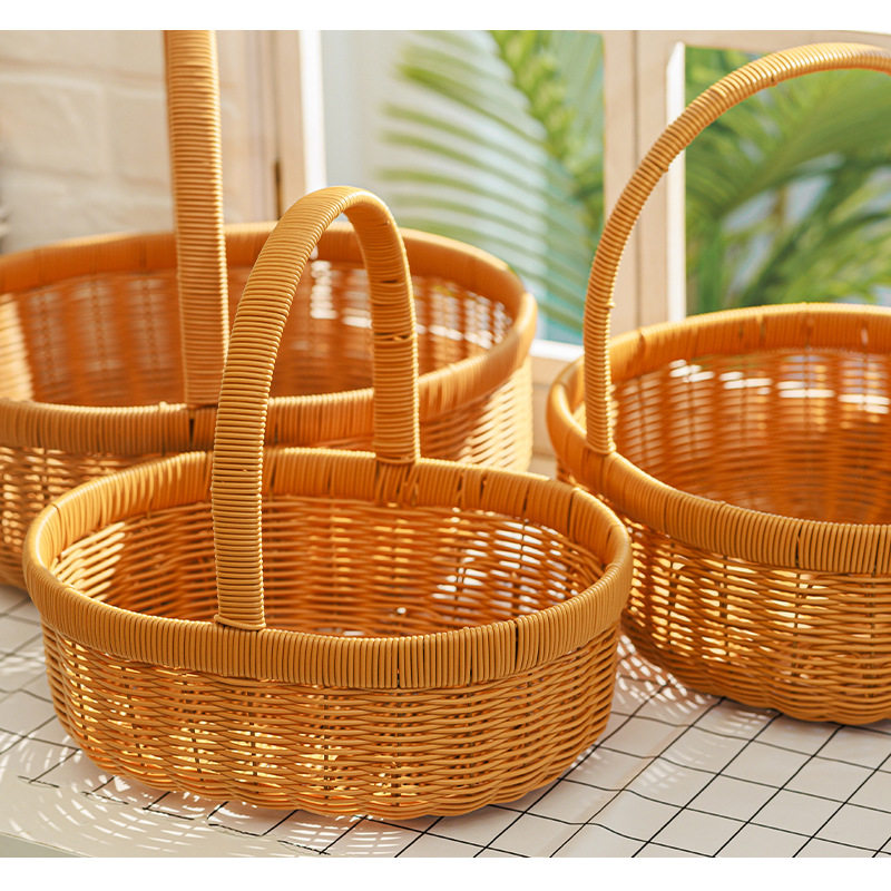Storage Basket Hand-held Fruit Basket, picnic basket, photo-taking, dancing, hand-held egg basket, rattan-like knitting gift basket