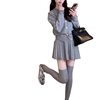 Fashionable Small Fragrant Knitted Suit for Women in Autumn and Winter New Korean Style Slimming Look Pleated A-Line Skirt Two-Piece Set