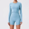Sky blue long sleeves + shorts suit