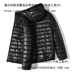 Cross-Border Ston Supply Authentic Patch Badge Hooded down Jacket Trendy Brand Unisex American-Style Travel Outdoor Coat