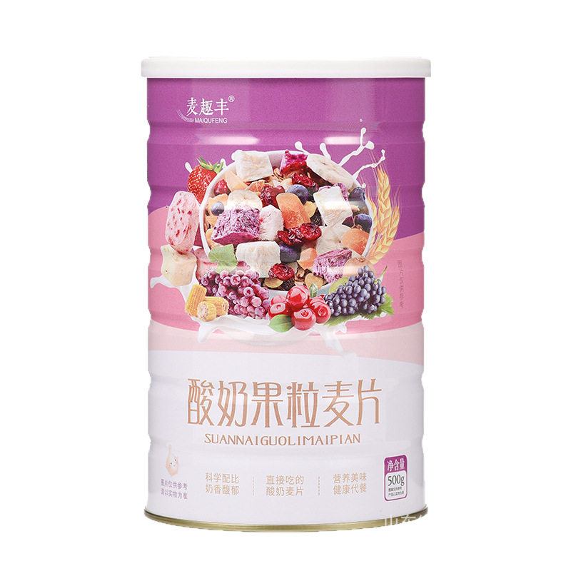Maiqufeng Yogurt Fruit Cereal Baked Yogurt Cereal 500g Canned Ready-To-Eat Breakfast Cereal Nutrition