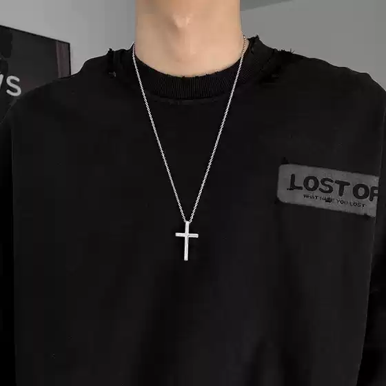 Cross-Border Cross Necklace for Men, Versatile Hip-Hop Pendant, Punk Style, Trendy Fashion Chain, Sweater Chain for Women