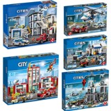 Совместим с серией Lego City, мобильная командная машина полиции и пожарной охраны, мальчики собирают строительные блоки, обучающие подарки.