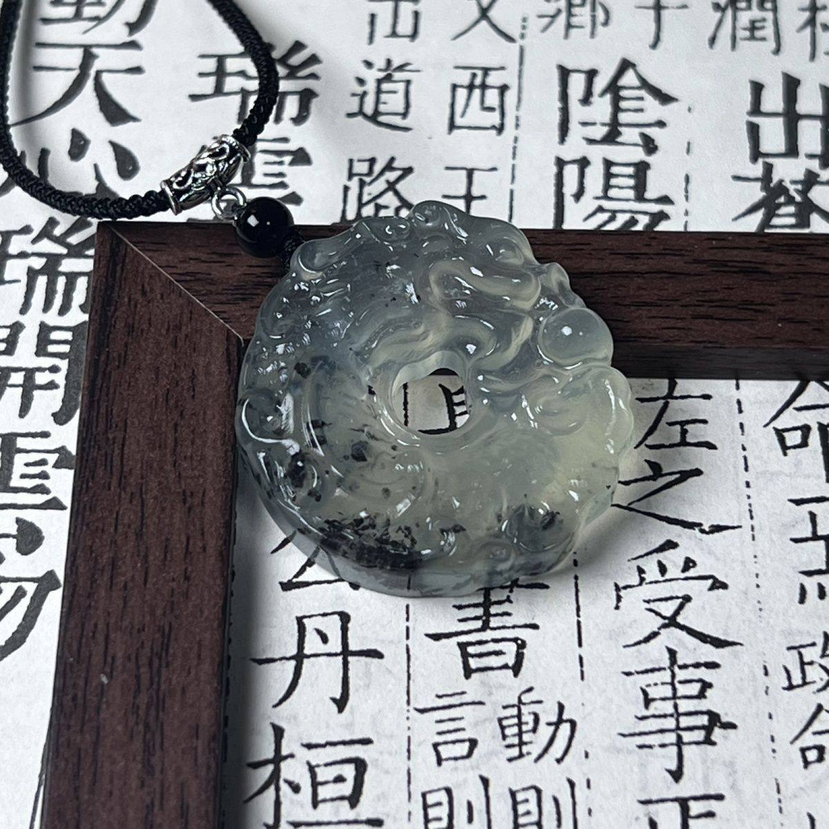 Ink Dragon and Phoenix Necklace Men and Women Safety Buckle Pendant Light Luxury High-grade All-match Collarbone Chain New Fashion Niche Jewelry