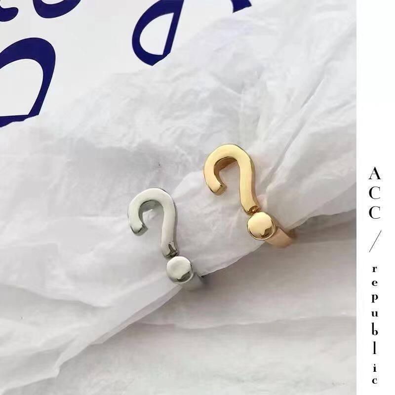 New Korean-Style Question Mark Ring with a Unique Creative Design, Simple and Elegant Geometric Jewelry for Women