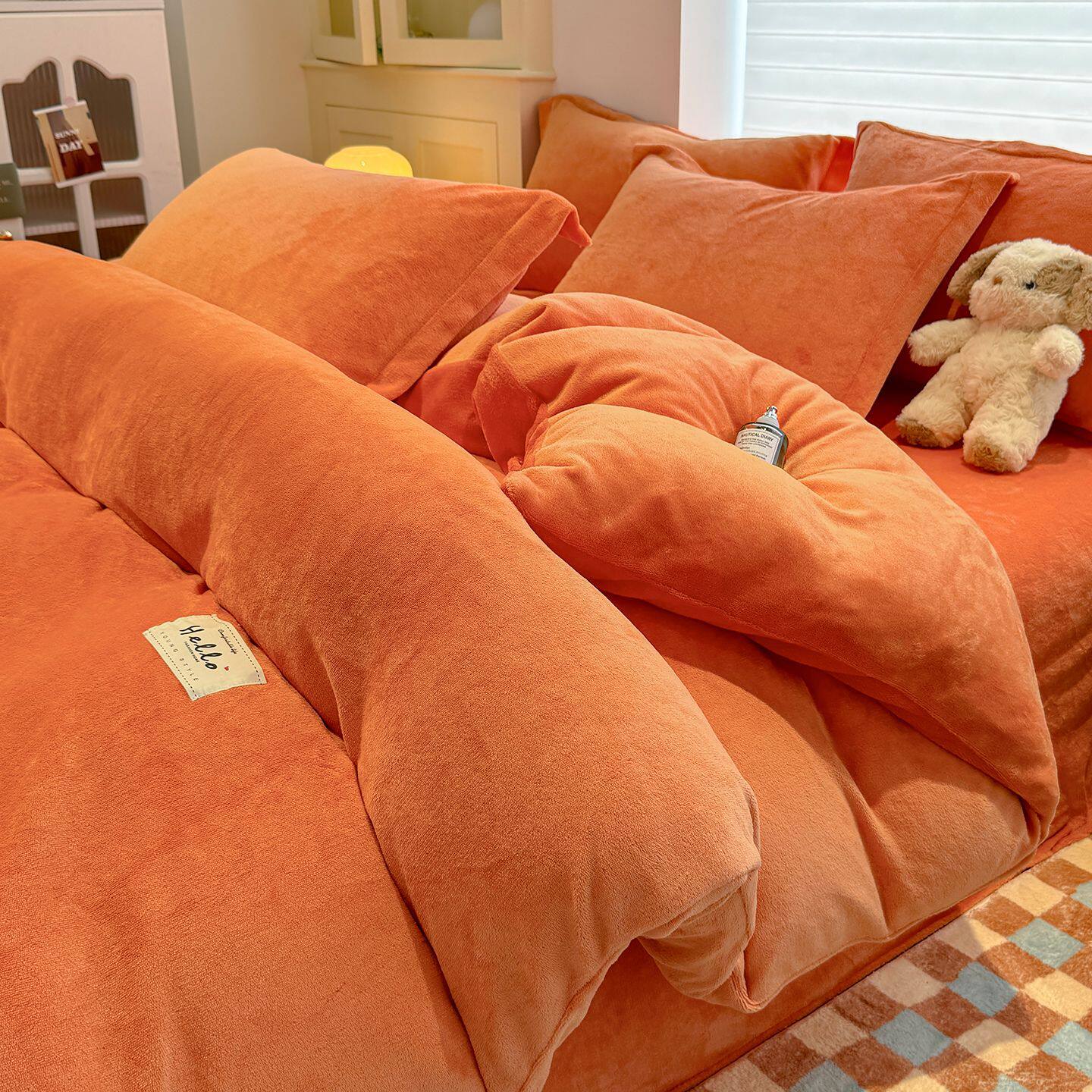 Thickened Milk Velvet Four-Piece Winter Bed Bed Sheets Quilt Cover Coral Velvet Flannel Type a Maternal and Infant Grade Single Three-Piece Set 2