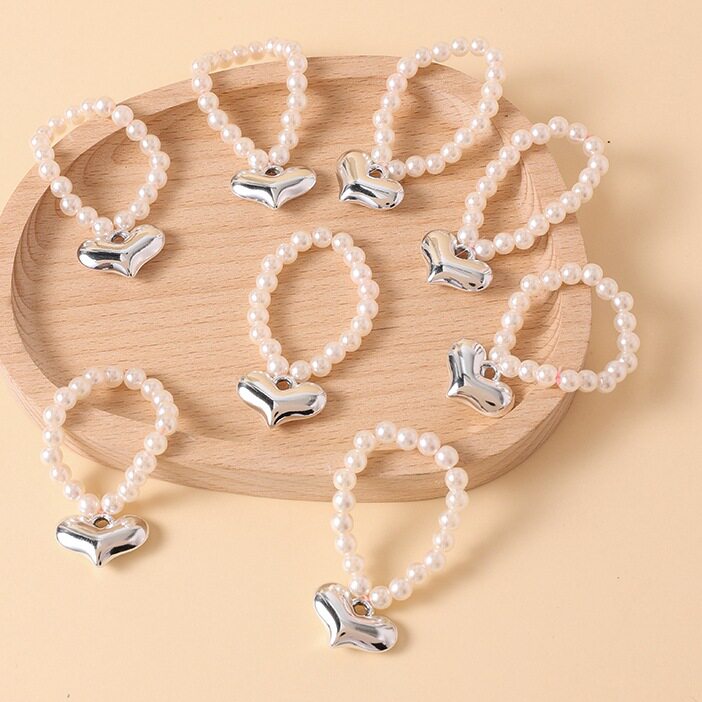 1#ラージ シルバー ハート 12cm ドール ネックレス