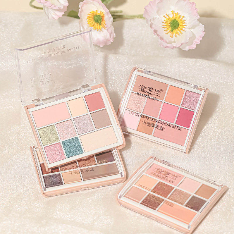 Baozilan Ten-Color Eye Shadow Palette Multi-Purpose Matte Pearlescent Easy-To-Color 10-Color Hanging Card Eye Shadow Physical Wholesale