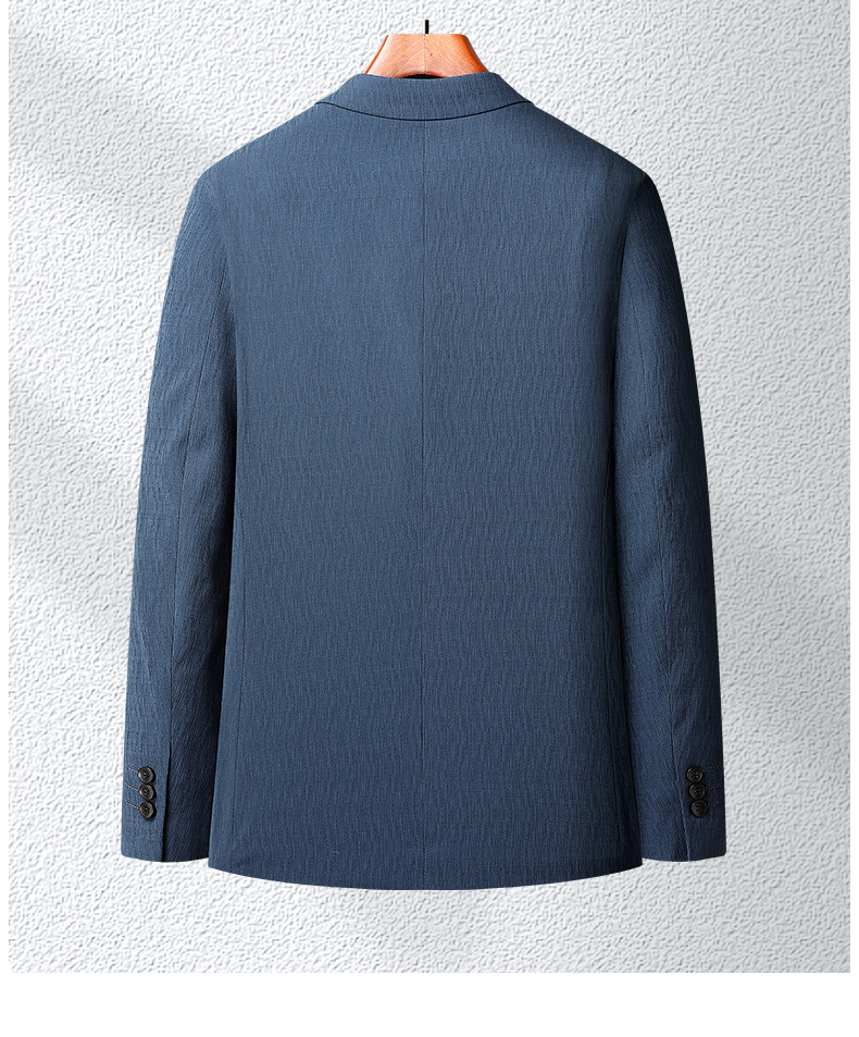 Áo blazer nam dáng ôm mỏng nhẹ mùa xuân thu, vải jacquard co giãn không cần ủi — Màu xanh, Màu xám