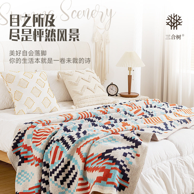 Bohemian Style Hotel Bed End Blanket Office Nap Blanket Air Conditioning Sofa Cover Blanket Knitted Sofa Blanket