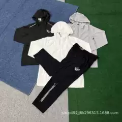 Outdoor Windproof Sports Jacket, Quick-Drying Trousers, Loose-Fitting Suit, Spring and Autumn Mountaineering, Hiking, Training, Running, Fitness and Leisure