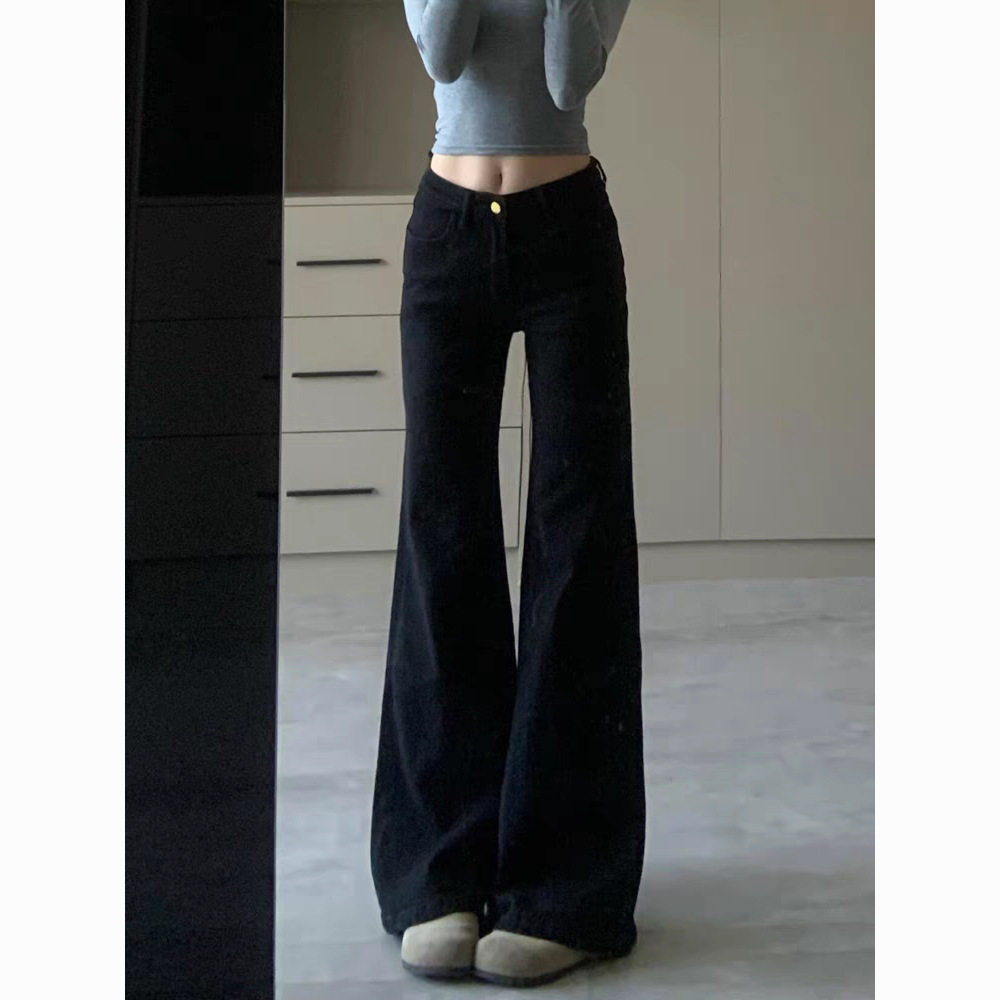 Black High Waist Flared Jeans for Women Stretchy Slim Fit Casual Spring Autumn Wear