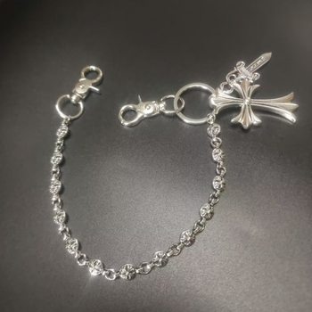 European and American bag hanging chain dice sword round bead cross waist chain lobster clasp head pendant clasp denim pants chain