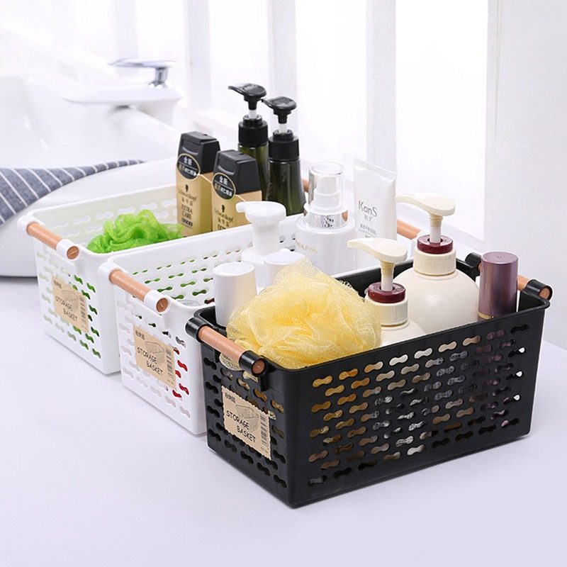 Japanese-style plastic hollow storage basket sundries finishing storage basket bathroom desktop cosmetics basket kitchen storage box