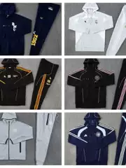 Source Goods Factory Direct Sales Club Football Long-Sleeved Hoodie Training Clothes Autumn and Winter Suits Real Madrid Barcelona Arsenal