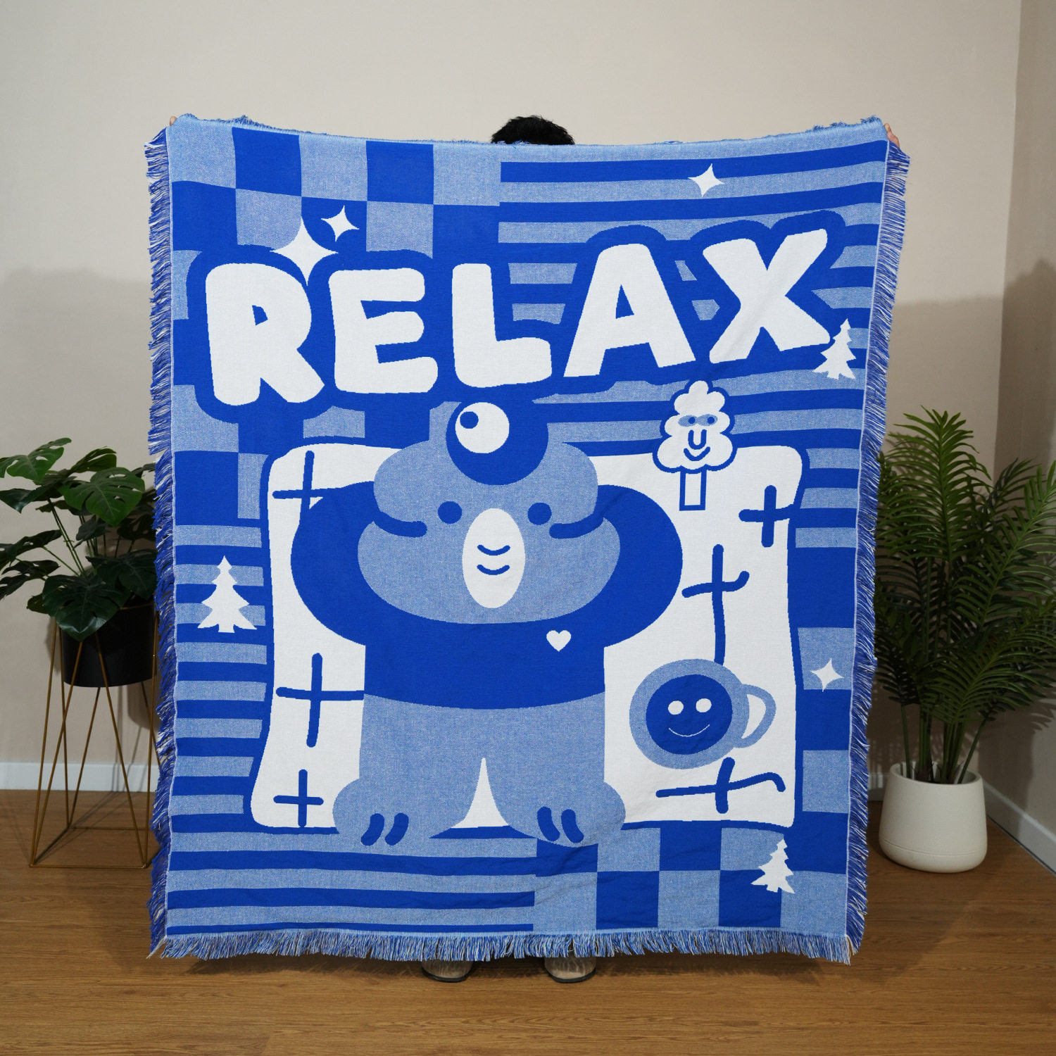 New Cartoon Anime Style Decorative Tapestries Jacquard Line Blanket Car Nap Cover Blanket Double Sided Available Gift Blanket Hot Sale