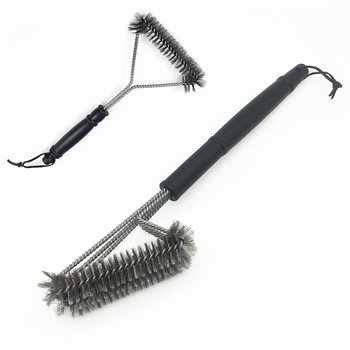 Factory Direct Sales Stainless Steel Barbecue Cleaning Brush Wire Brush Oven Grill Cleaning Brush Barbecue Brush Barbecue Tools