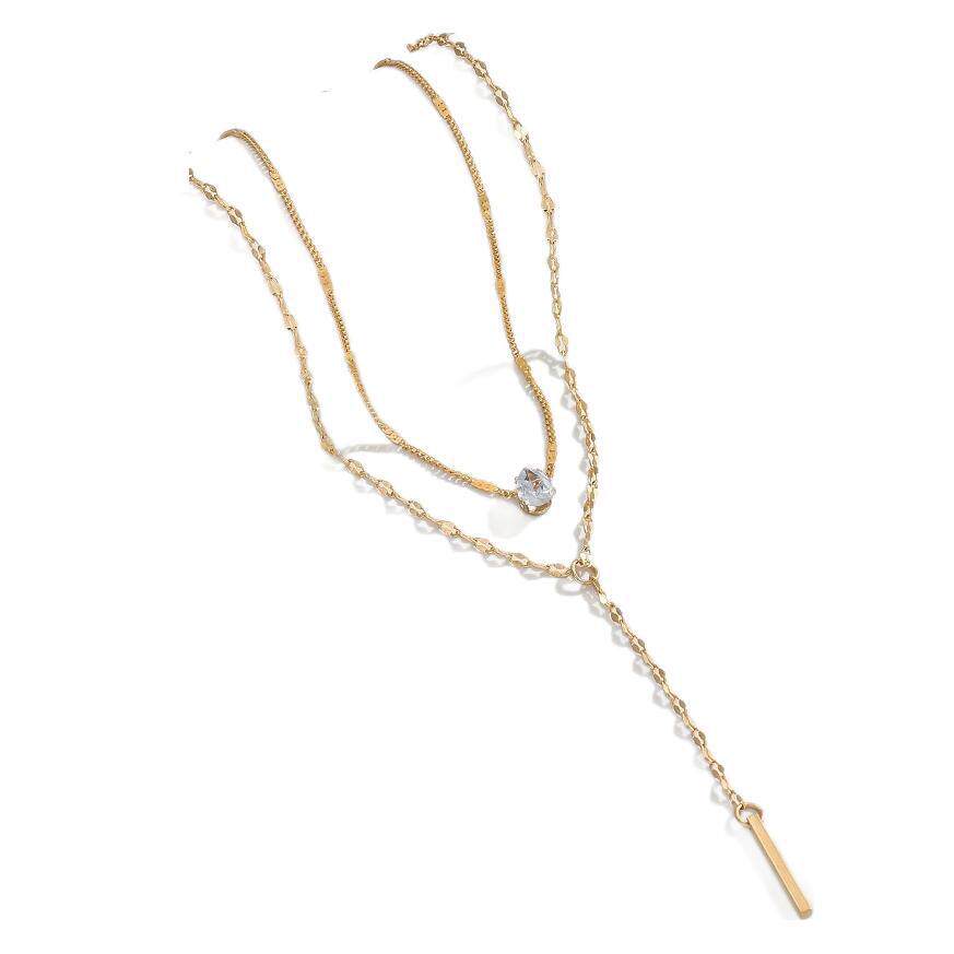 Amazon's Best-Selling Y-Shaped Tassel Flash Diamond Necklace Fashionable Accessible Luxury Sexy Clavicle Chain Multi-Layer European and American Girl Necklace