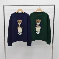 26Th Autumn/Winter Collection Wool Cartoon Bear Heavy Craft Round Neck College Style Age-Reducing Versatile Sweater for Women A60