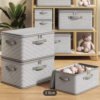 Non-Woven Fabric Covered Clothing Storage Box Large Capacity Household Foldable Storage Box Wardrobe Storage Zipper Box