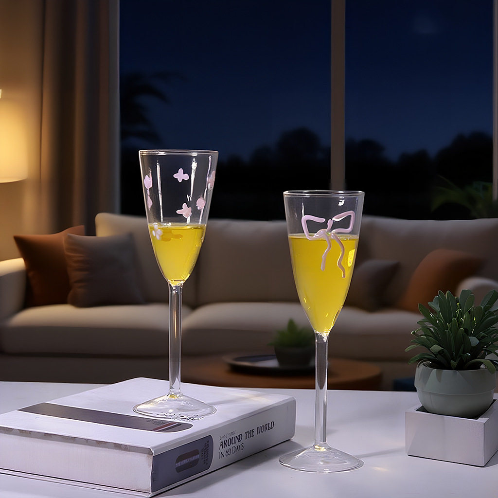 Creative Bow Glass Red Wine Glass Tall Wine Glass Popular Champagne Glass Wine Glass Ins Popular Cocktail