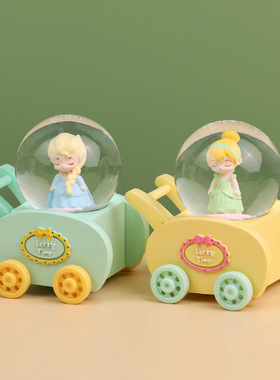 卡通推车小鸟迷你水晶球发光带灯