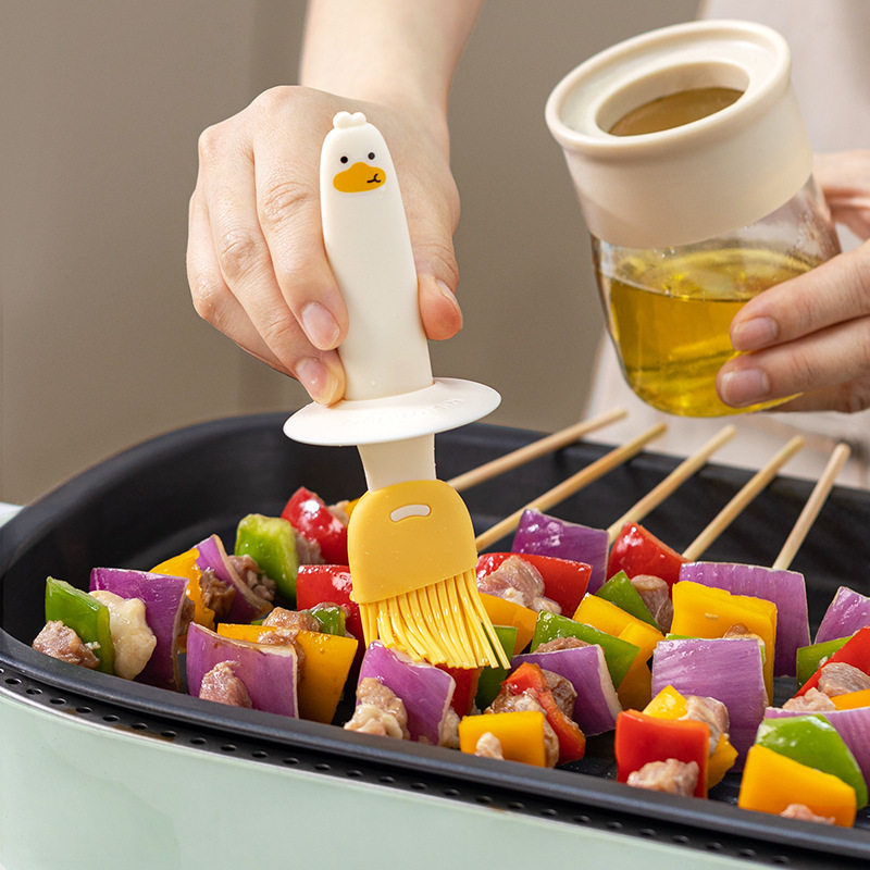 Oil Brush Household High Temperature Resistant Integrated Glass Oil Bottle Barbecue Baking Special Food Grade Kitchen Brush Oil Silicone Brush