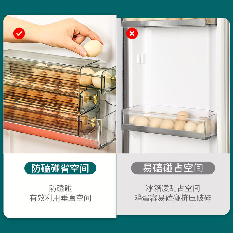 Egg storage box food grade special duck egg storage rack for refrigerator kitchen plastic egg tray rolling egg box
