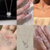 Bow water drop pendant girl heart love small fresh diamond gift niche Joker Ruyi lock necklace wholesale