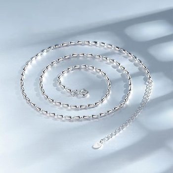 Simple niche stacked rice grain olive bead necklace female clavicle chain pure chain fashion 2024 new fashion design sense