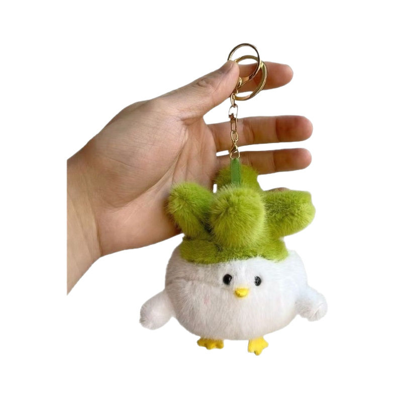 Garlic Bird Plush Toy White Chick Creative Doll Keychain Bag Pendant Gift Mini