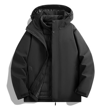 24 Years Outdoor Down Rush Clothes Two-Piece Set for Men and Women Full Heat Seal Real Rush Three-Proof Mountaineering Suit Tooling Printing LOGO