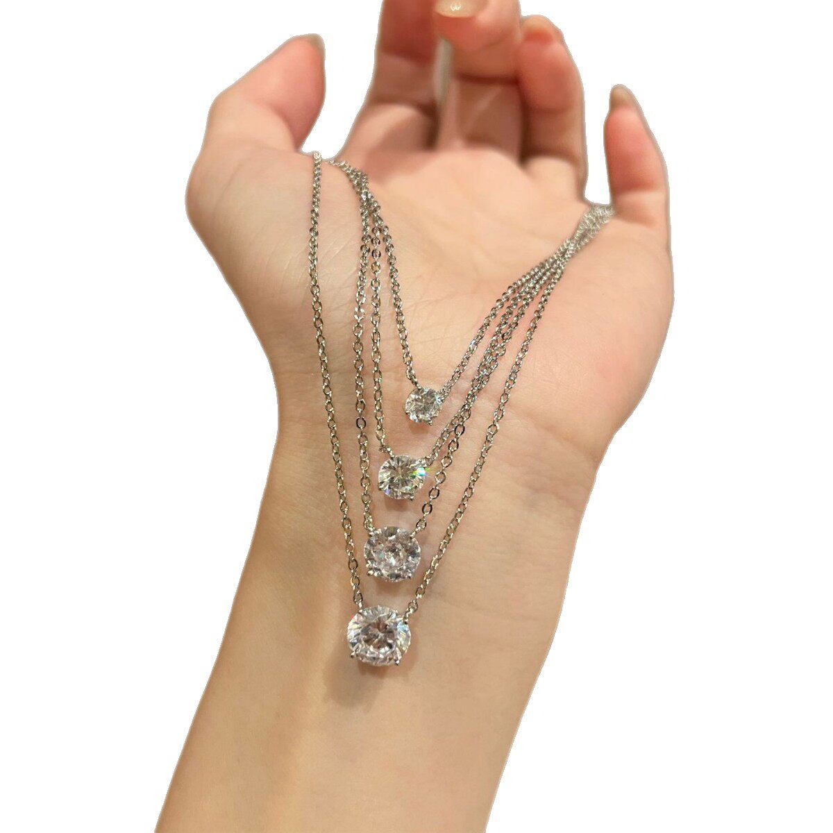 Zhao Lusi's Same Style Booger Diamond Necklace with a Teardrop on the Neck, High-End Classic Accessory, Mini Single Diamond Clavicle Chain