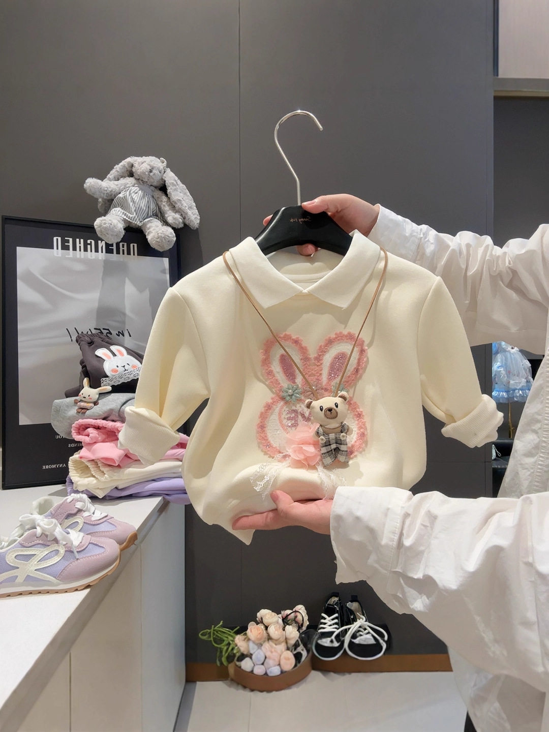 Cartoon Hoodie, New Children's Collared Polo Shirt, Spring & Autumn Outfit, Stylish Versatile Top for Baby Girls