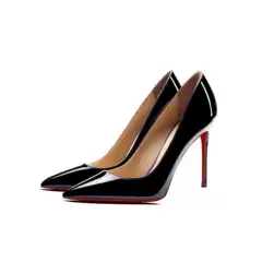 Pointed Toe Stiletto High-End White High-Heeled Shoes, Elegant Ladylike Style Single Shoes, New Patent Leather Red-Soled Shoes