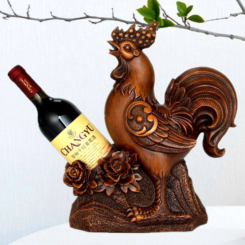 12十二生肖红酒架木摆件家居酒柜吧台装饰盆景开业乔迁新房礼物