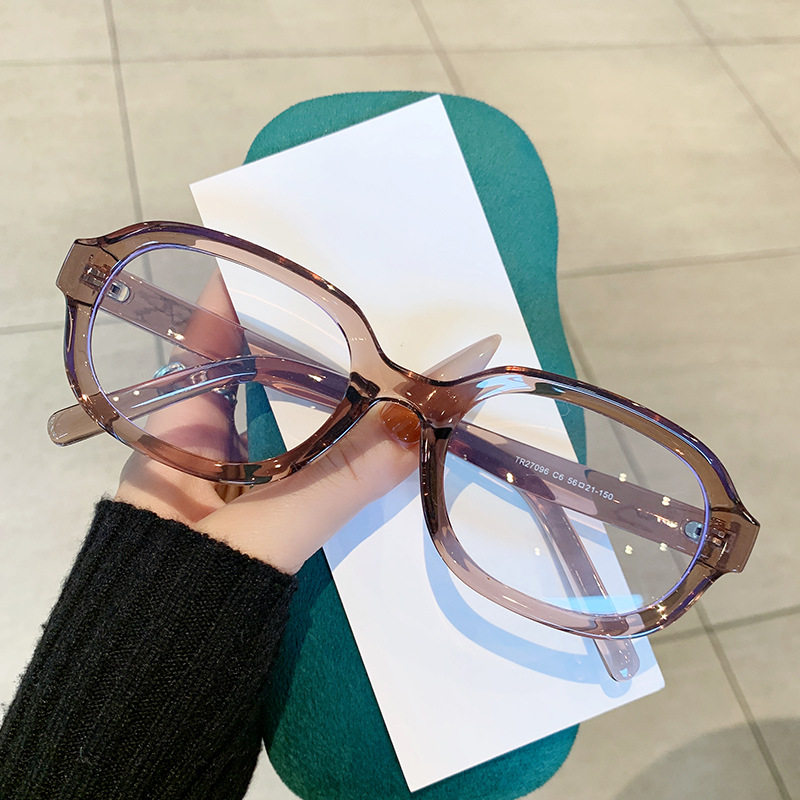 Ultra-Light Retro Tr Elegant Oval Women's Anti-Blue Light Glasses Can Be Matched with High-End Glasses for Myopia and Plain Glasses Frames