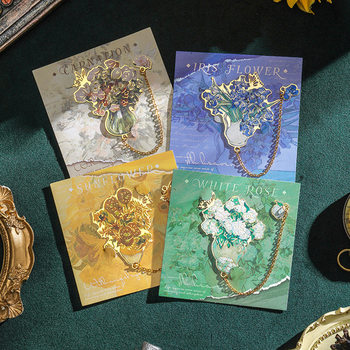 Van Gogh Metal Bookmark Quiet Flower Language Series Simple High Color Value Gift Gift Art Style Metal Pendant Bookmark