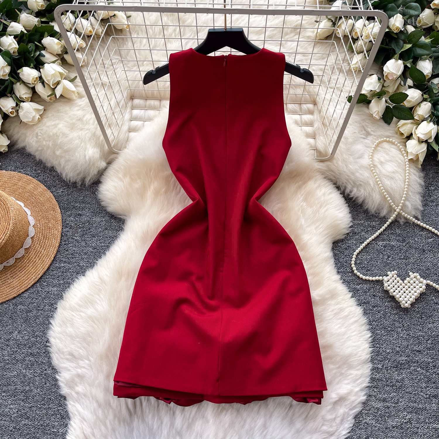 Elegant Floral A Line Dress for Women Sleeveless Sweet Youthful Design Perfect for Parties and Special Occasions