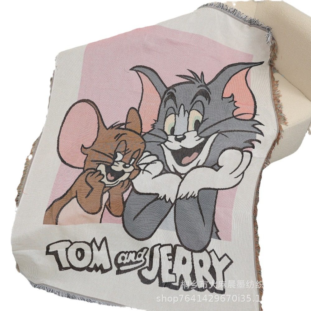 Cartoon Cat and Mouse Blanket Multifunctional Sofa Cover Towel Camping Blanket Trunk Decorative Blanket Cover Blanket