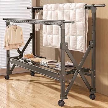Floor-Standing Foldable Clothes Drying Rack for Bedroom, Home Balcony, Adjustable Height for Drying Clothes, Other Aluminum Alloy Puyimo